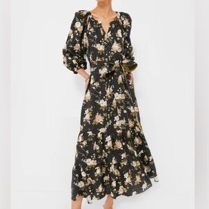 Tuckernuck Black Floral Maxi Dress with Tie Waist